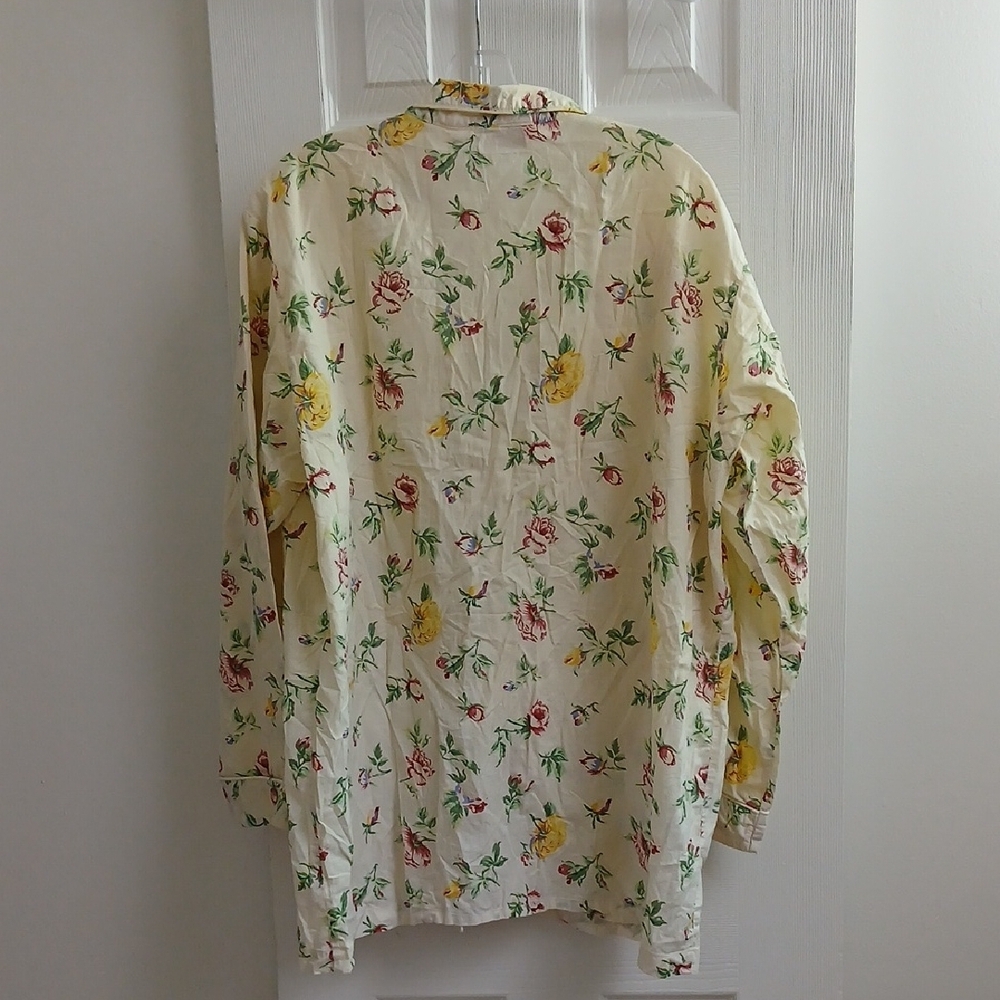 Vintage Gold Label Victoria's Secret Floral Cotton Button Front Sleep Top XL - Picture 8 of 12